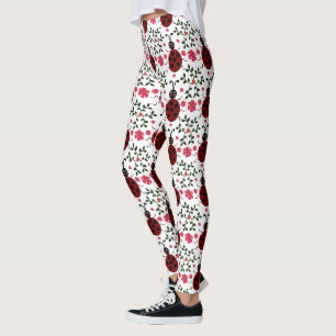Legging Padrão Floral Sem Costura de Joaninha Fofa