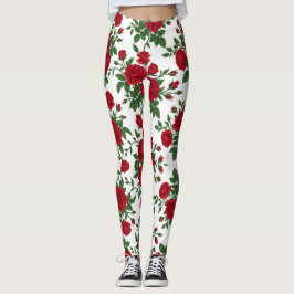 Legging Padrão Floral Sem Costura de Rosa Vermelha Elegant