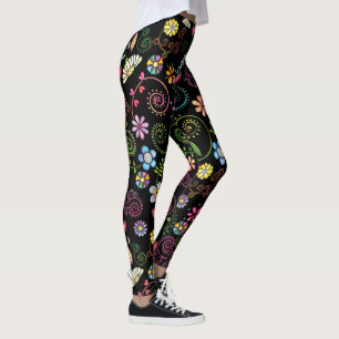 Legging Padrão floral sem soldadura corante de alça desenh