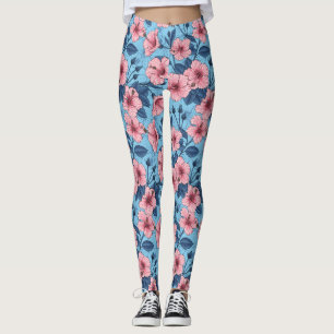 Legging Padrão Floral Tropical de Hibisco
