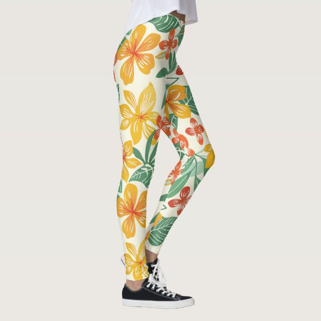 Legging Padrão Floral Tropical Vibrante (Direita)
