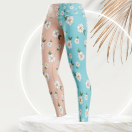 Legging Padrão Floral Único Flói Duas Cores de Tons