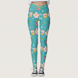 Legging Padrão floral usando cores pastosas