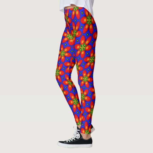 Legging Padrão Floral Vermelho Cinto (Esquerda)