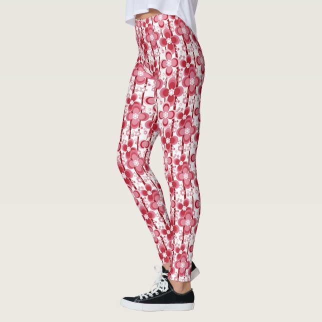 Legging Padrão floral vermelho e branco (Esquerda)