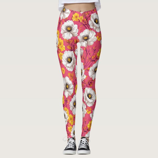 Legging Padrão floral vibrante (Frente)