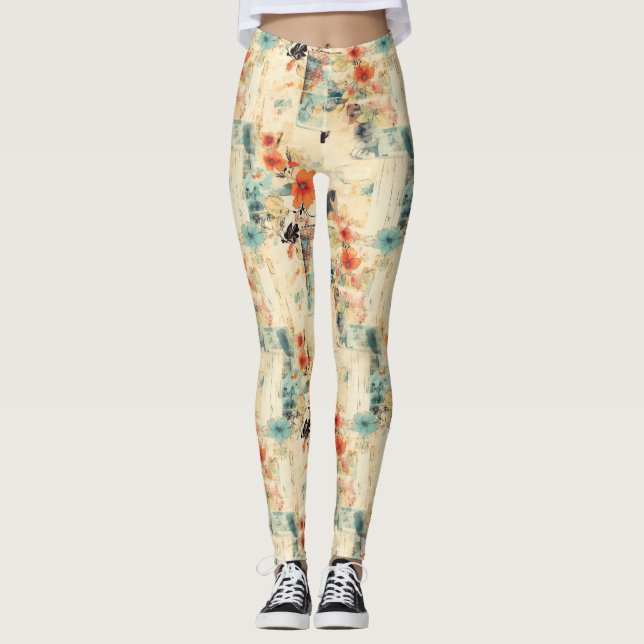 Legging Padrão Floral Vintage (2) (Frente)