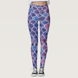 Legging Padrão Floral Violet Violet Watercolor