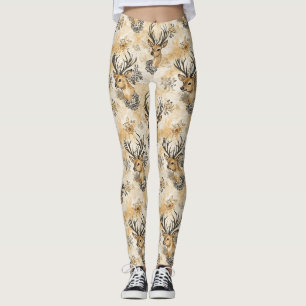 Legging Padrão Florestal Vintage de Corça e Floral (8)