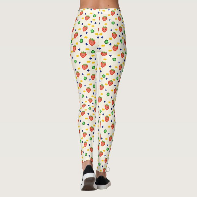 Legging Padrão Fofo de Morango (Verso)