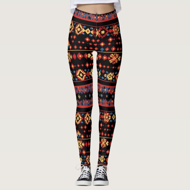 Legging Padrão Folk Colorido (Frente)
