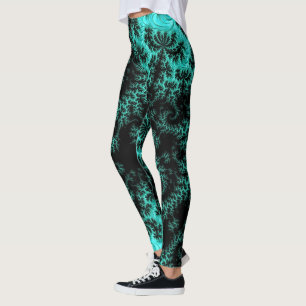 Legging Padrão Fratural Verde abstrato Preto
