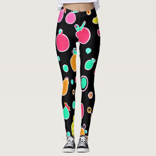 Legging Padrão Frutífero Neon Vibrante (Frente)
