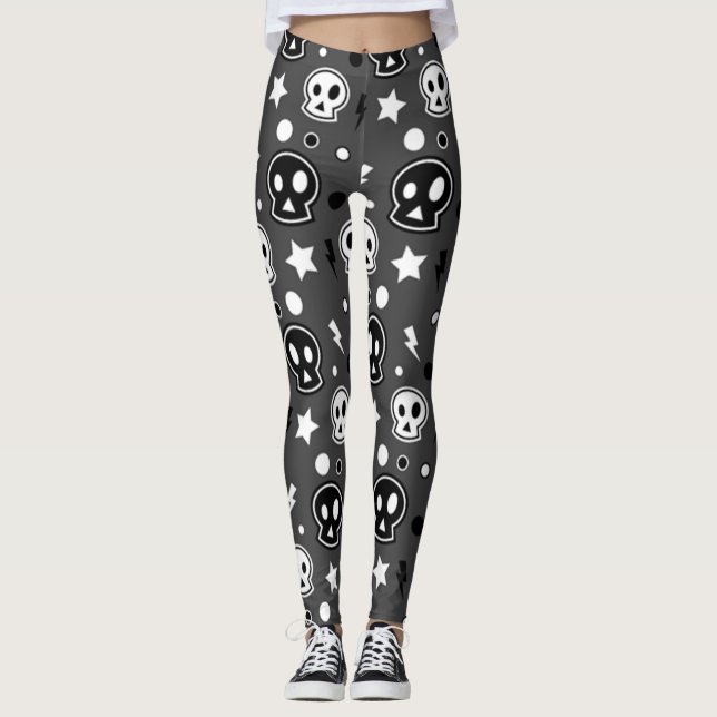 Legging Padrão Funky Dark Skull (Frente)
