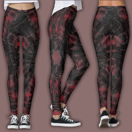 Legging Padrão Geométrico Abstrato | Preto e Tijolo