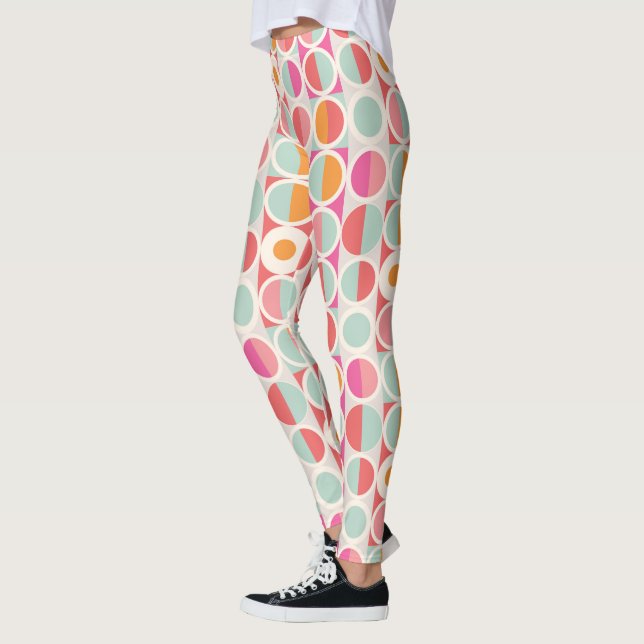Legging Padrão Geométrico Azul Cor-de-laranja Cor-de-rosa (Esquerda)