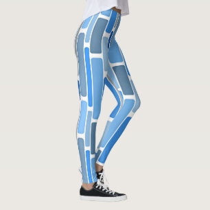 Legging Padrão geométrico azul e cinza,