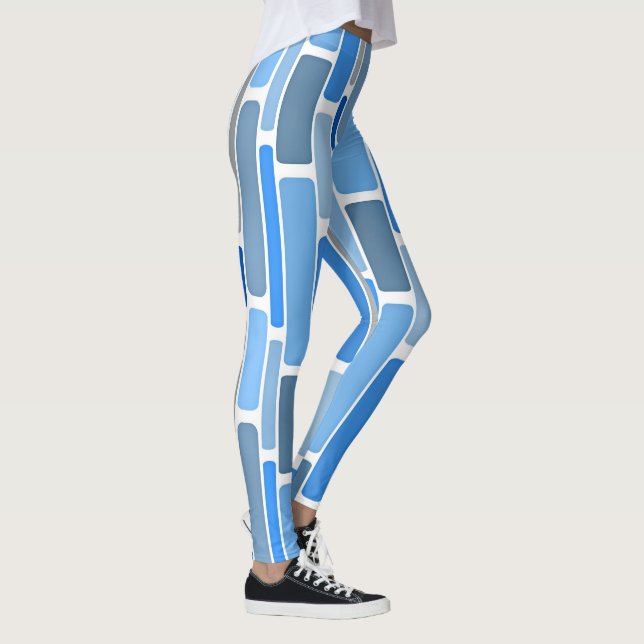 Legging Padrão geométrico azul e cinza, (Direita)