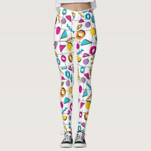 Legging Padrão Geométrico Colorido dos Oitenta anos 80