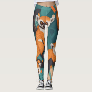 Legging Padrão Geométrico Colorido Personalizado de Lemur
