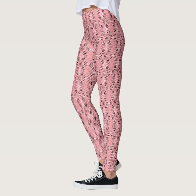 Legging Padrão geométrico coral rhombuses retrô (Esquerda)