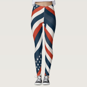 Legging Padrão Geométrico da Bandeira dos EUA   Feminino M