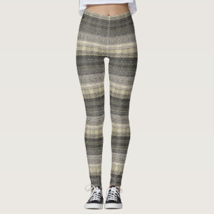 Legging Padrão Geométrico da Xadrez de Beige Neutro
