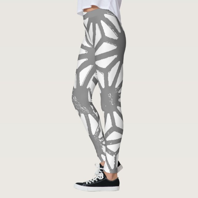 Legging padrão geométrico das cinzas (Esquerda)