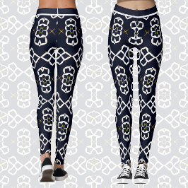 Legging Padrão geométrico de Abstrato elegante em azul Mar