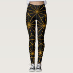 Legging Padrão geométrico de deco de arte preta e dourada<br><div class="desc">Pegue um par de leggings com um design original! Um padrão preto e ouro ligeiramente retrô,  mas moderno.</div>