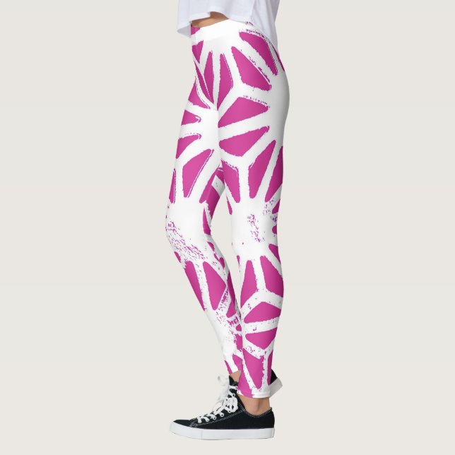 Legging Padrão geométrico de Fuchsia (Esquerda)