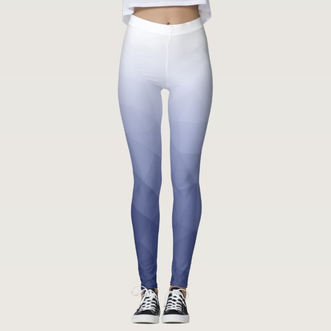 Legging Padrão Geométrico de Gradiente Branco azul cinza (Frente)