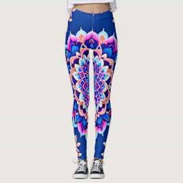 Legging Padrão Geométrico de Mandala Violet Pink