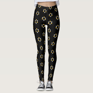 Legging Padrão Geométrico de Ouro e Prata Fino