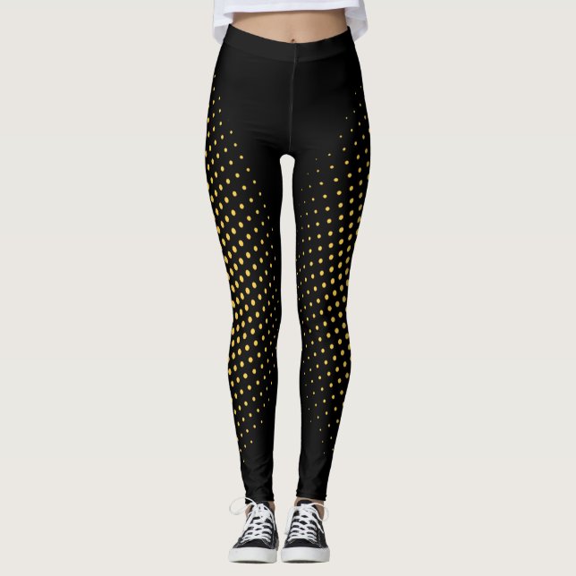 Legging Padrão Geométrico de Pixel Dourado Moderno na moda (Frente)