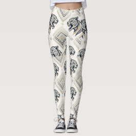 Legging Padrão Geométrico de Remendo de Leopardo