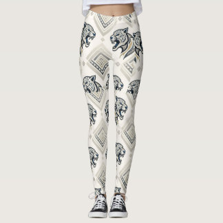 Legging Padrão Geométrico de Remendo de Leopardo