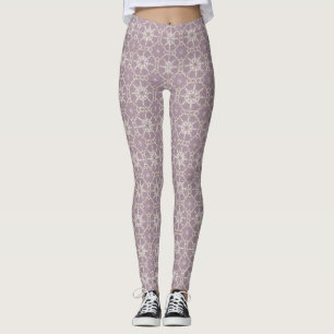 Legging Padrão Geométrico de Renda Rosa Velho