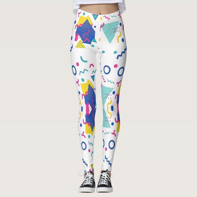 Legging Padrão Geométrico de Retro Memphis (Frente)