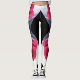 Legging Padrão Geométrico de rosas vermelhas e Ouros Negro