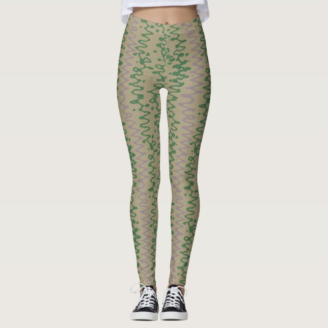 Legging padrão geométrico de tons verdes com triângulos (Frente)