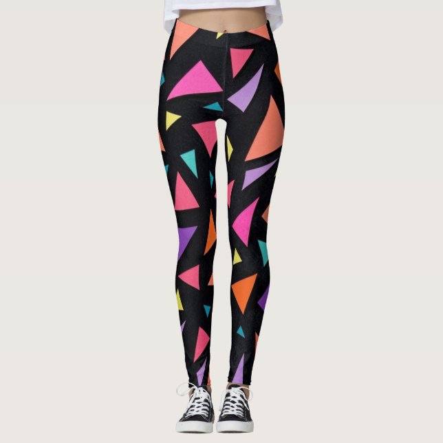 Legging Padrão geométrico de triângulo multicolorido (Frente)