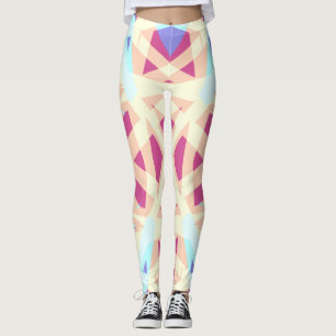 Legging Padrão Geométrico do Abstrato Azul Amarelo-Púrpura