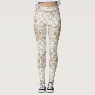 Legging Padrão Geométrico do Azulejo Floral