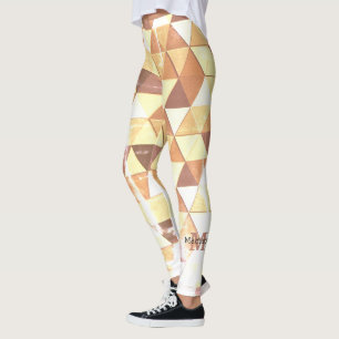 Legging Padrão geométrico do castanho dourado da vinheta