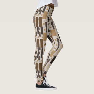 Legging Padrão Geométrico do Deco Brown em Arte Retroati