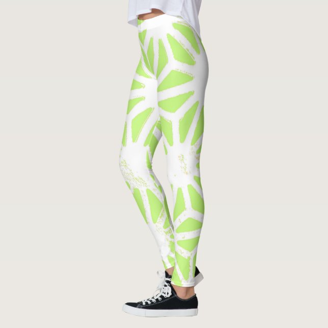 Legging padrão geométrico do verde limão (Esquerda)