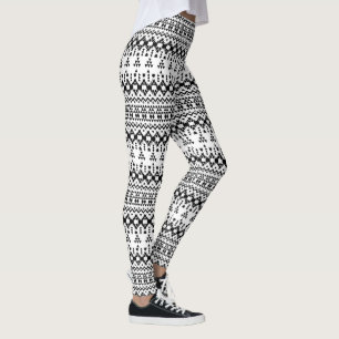 Legging Padrão geométrico do vetor Aztec preto e branco