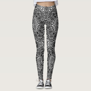 Legging Padrão geométrico dos abstrato a preto e branco