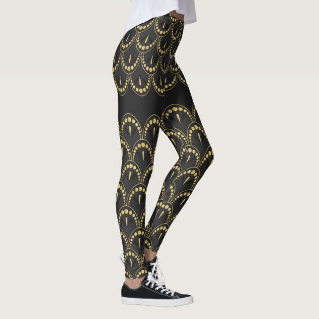 Legging Padrão geométrico Dourado e de deco-cinza (Direita)